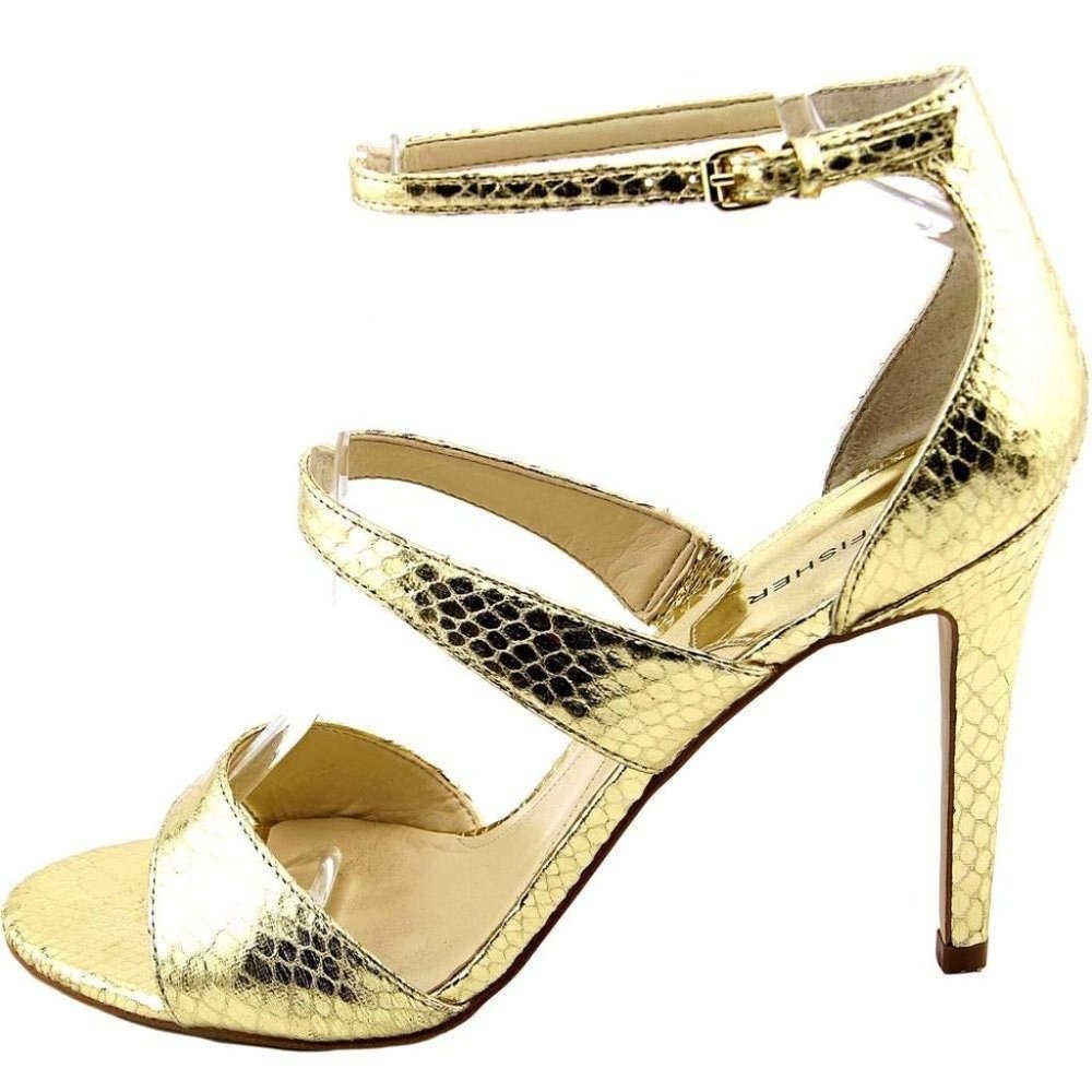 NIB Marc Fisher Women's Gentry Gold Strap Sandals